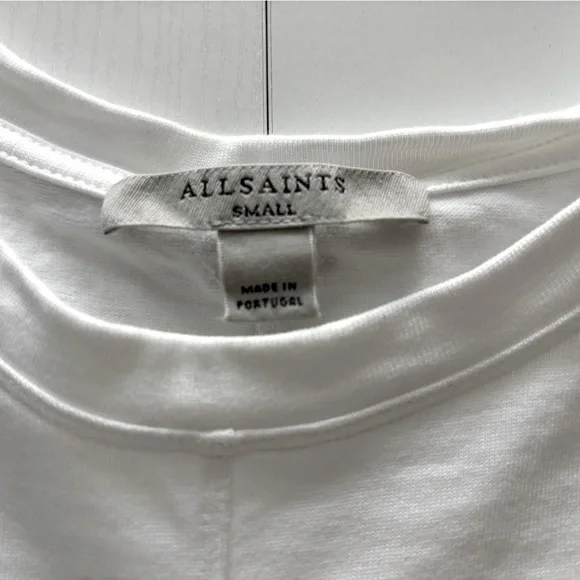 All Saints Rouched Short Sleeve Top In White Size S - Picture 4 of 8